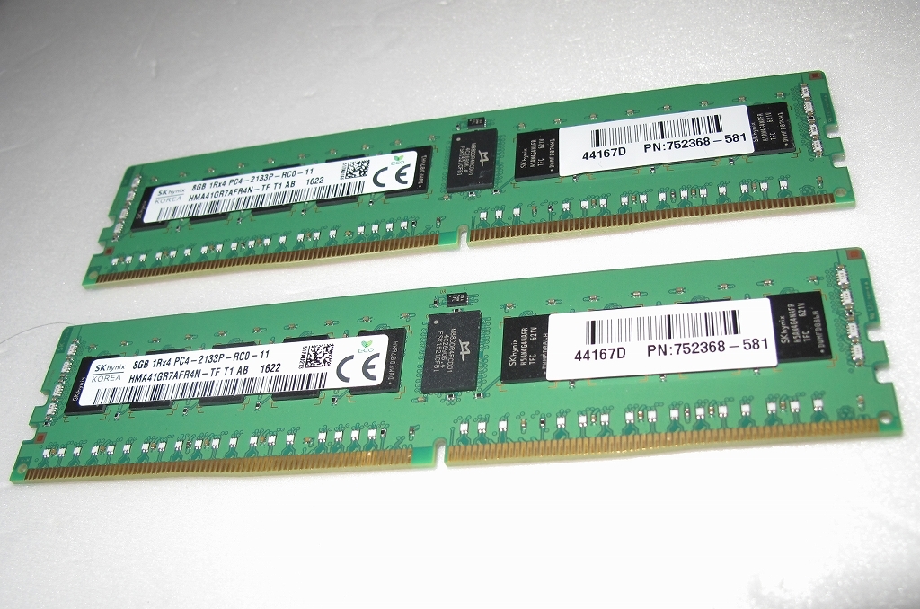 ◇AA　SK Hynix HMA41GR7MFR4N-TF - PC4-17000(DDR4-2133PC4-2133P) ECC REGRegistered 288Pin DDR4 RDIMM 8GB　　2枚組_画像1