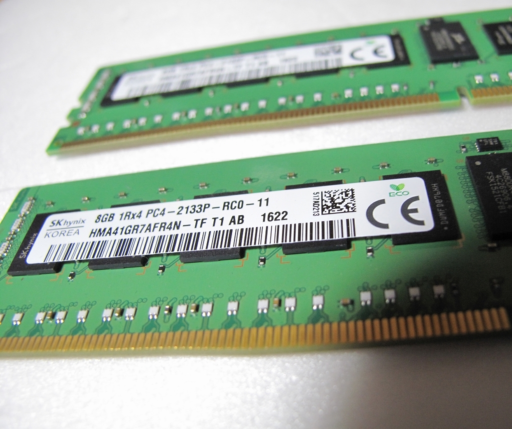 ◇AA　SK Hynix HMA41GR7MFR4N-TF - PC4-17000(DDR4-2133PC4-2133P) ECC REGRegistered 288Pin DDR4 RDIMM 8GB　　2枚組_画像2