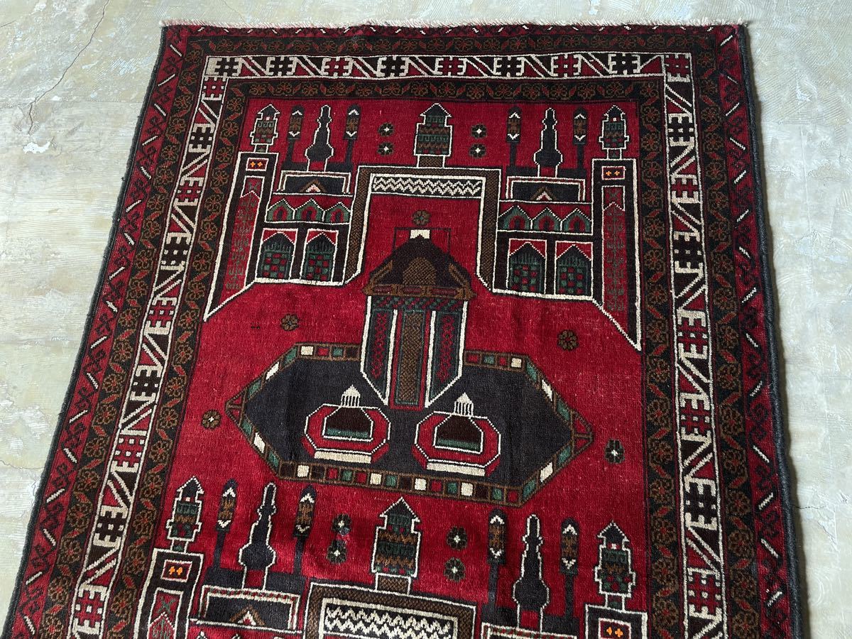 ￥58,000→￥32,000 スペシャル価格 189×113cm 手織り 絨毯 カーペット ヴィンテージ ラグ ペルシャ絨毯 アウトレット_画像5