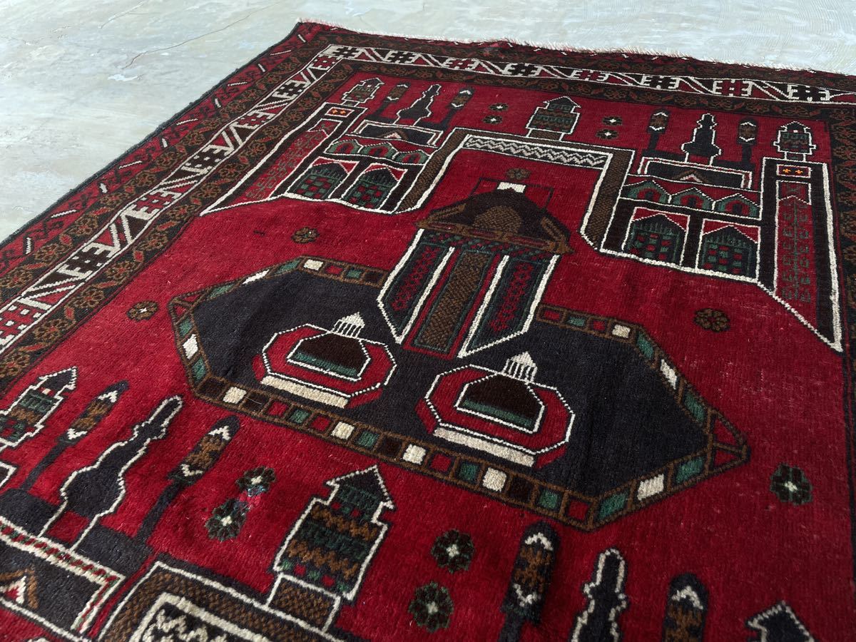 ￥58,000→￥32,000 スペシャル価格 189×113cm 手織り 絨毯 カーペット ヴィンテージ ラグ ペルシャ絨毯 アウトレット_画像3