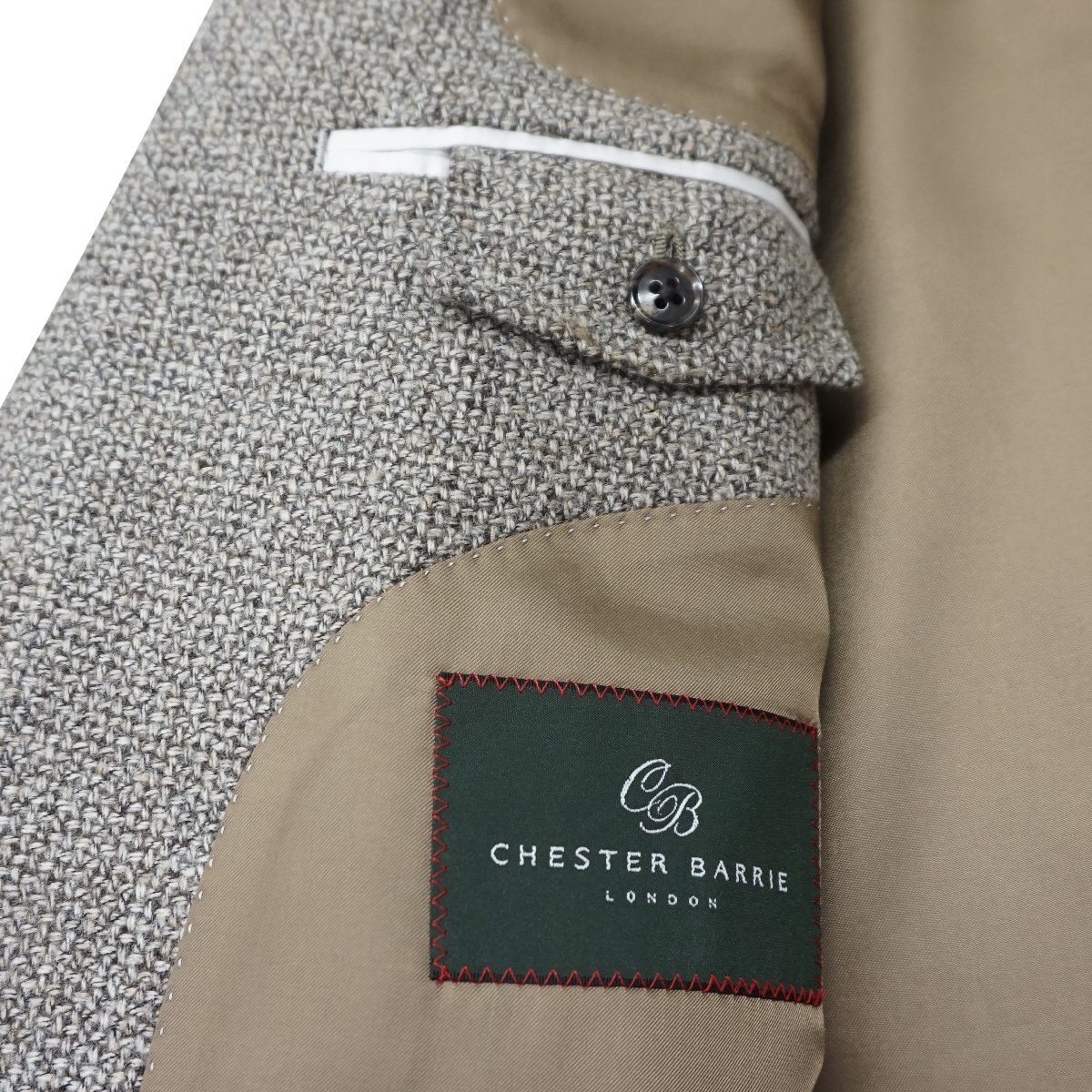 【 CHESTER BARRIE 】Bottili 秋冬ジャケット ★ ベージュ織柄 ★ 総裏台場仕立て センターベント ★ 毛75％・綿25％ ★ BB5 170-100-94_CHESTER BARRIE　総裏お台場仕立ジャケット