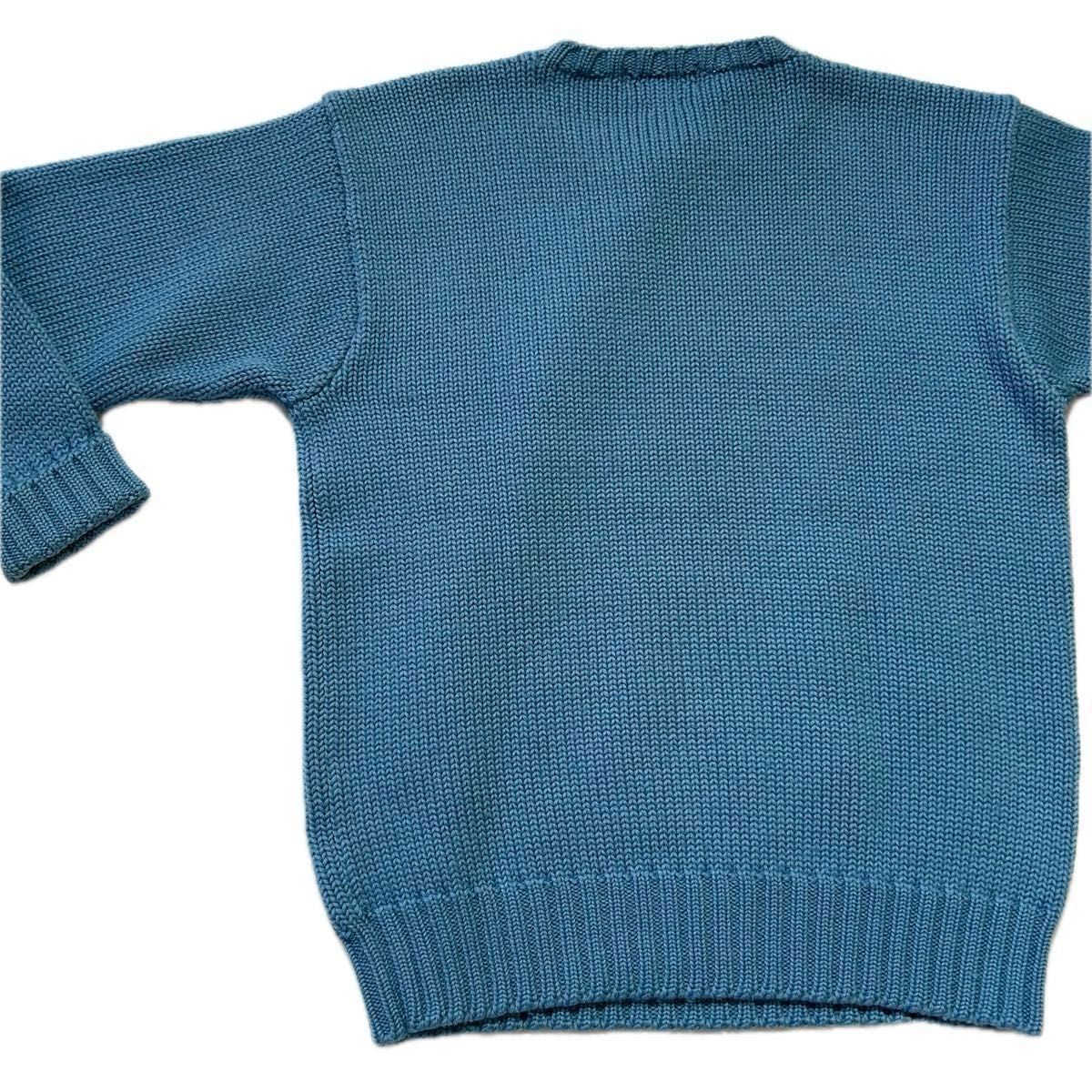 【POLO by RalphLauren/ポロラルフローレン】wool100%クルーネックセーター　カラーニット　水色 ポニー刺繍