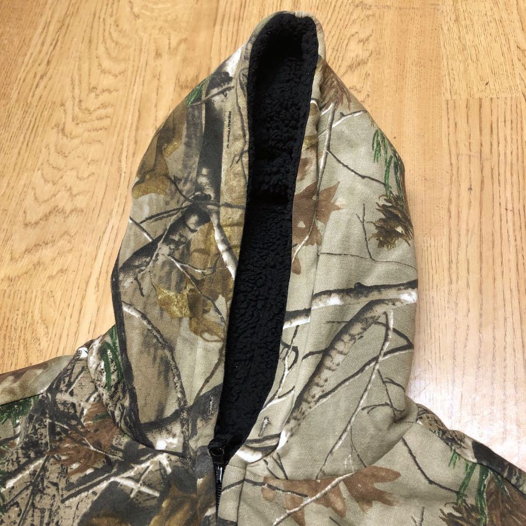 REALTREE /リアルツリー /メンズ2XL 長袖ジャケット スウェット パーカー 裏ボア 総柄 カモジャケット 迷彩 アウター 古着の画像4