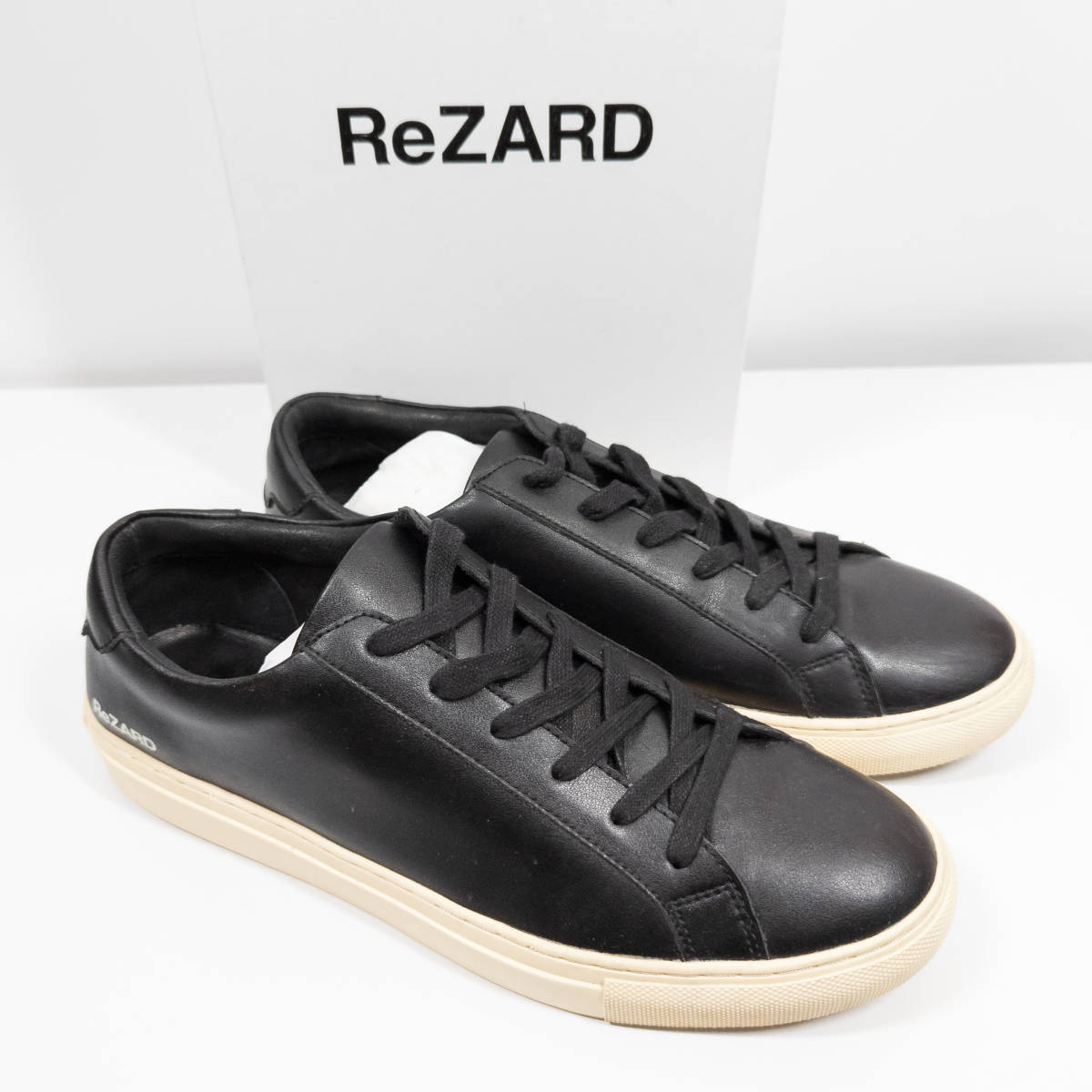 ReZARD ロゴレザースニーカー 宮迫エディション 27cm ~ 27.5cm (サイズ43) ブラック オフホワイト シューズ 靴 メンズ レディース [MP004]_画像2