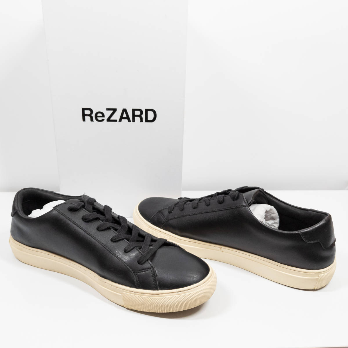 ReZARD ロゴレザースニーカー 宮迫エディション 27cm ~ 27.5cm (サイズ43) ブラック オフホワイト シューズ 靴 メンズ レディース [MP004]_画像5