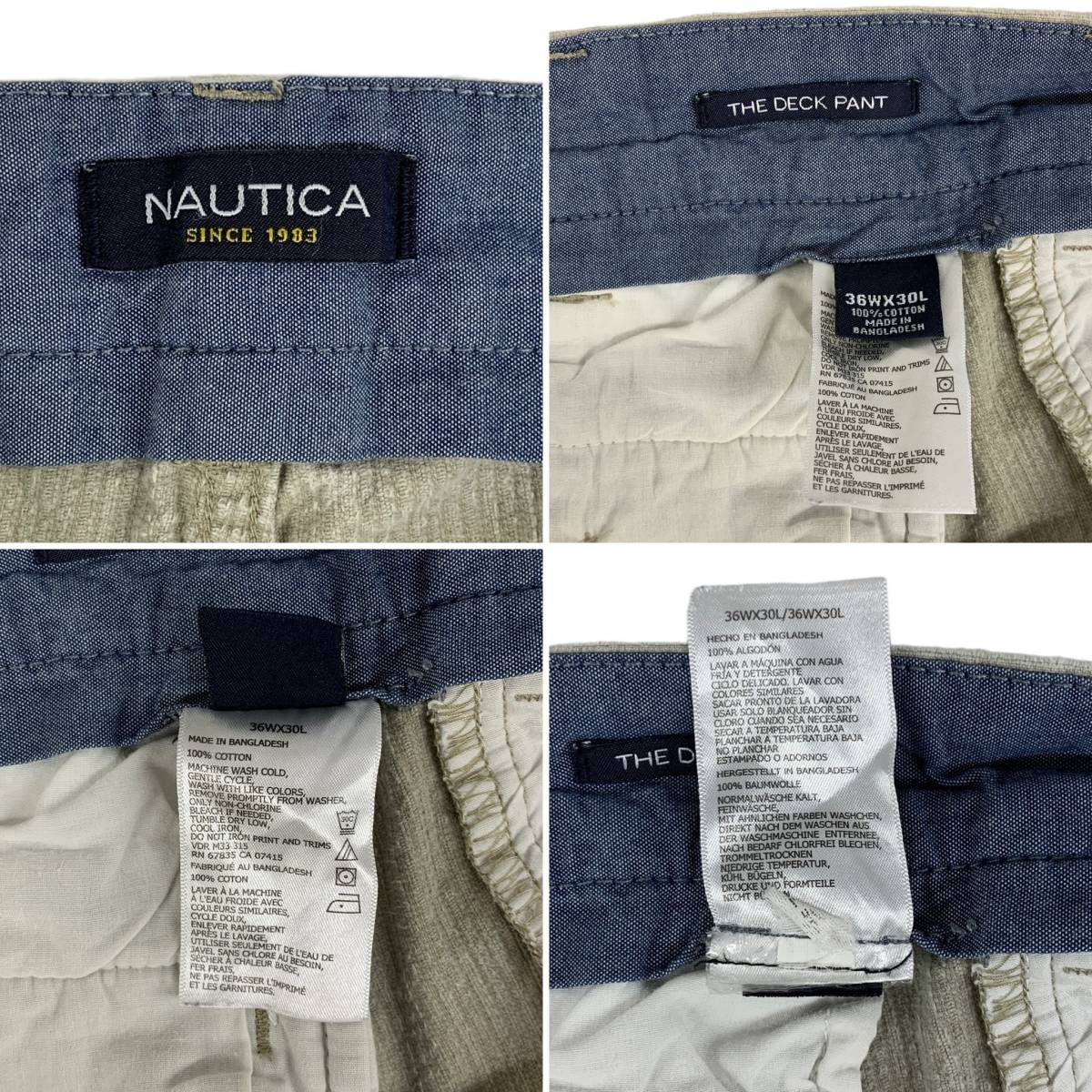 NAUTICA (ノーティカ) 太畝コーデュロイパンツ ボトム THE DECK PANT デッキパンツ グレーベージュ系 W38 L30 古着 メンズ/025_画像8