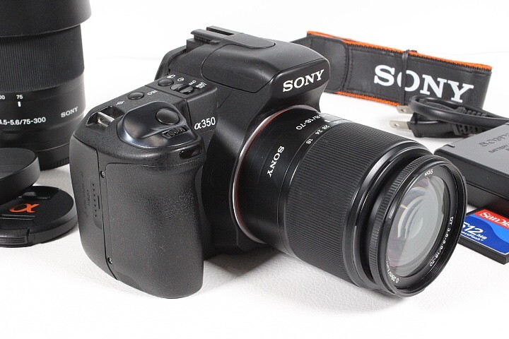 SONY ソニー デジタルカメラ α350 18-70mm 75-300mm ダブルズーム CFカード 付セット_画像3