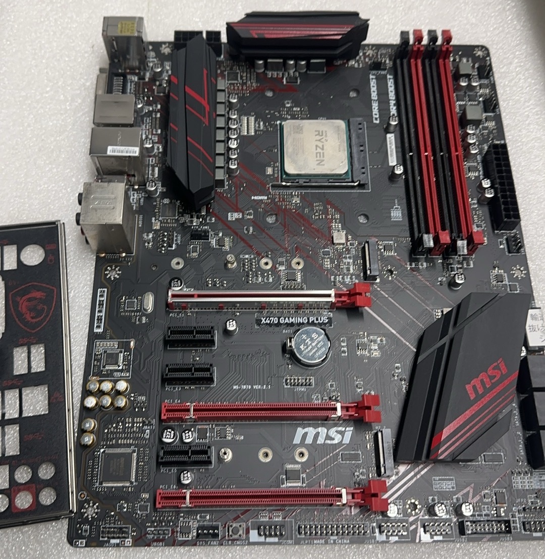 M1292 中古良品マザーボードセット　MSI-X470-GAMING-PLUS　+　AMD-Ryzen-7-2700X　動作確認済_画像1