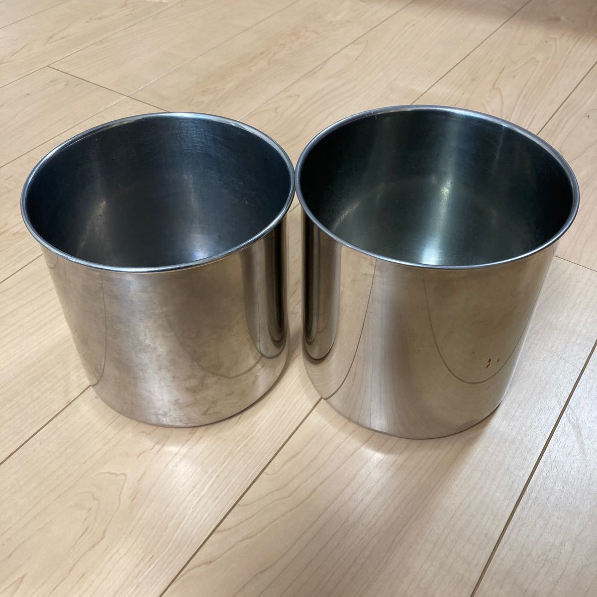[ secondhand goods ] round deep type kitchen pot / stainless steel pot / stockpot / cookware / business use / cover attaching / 6 piece set 