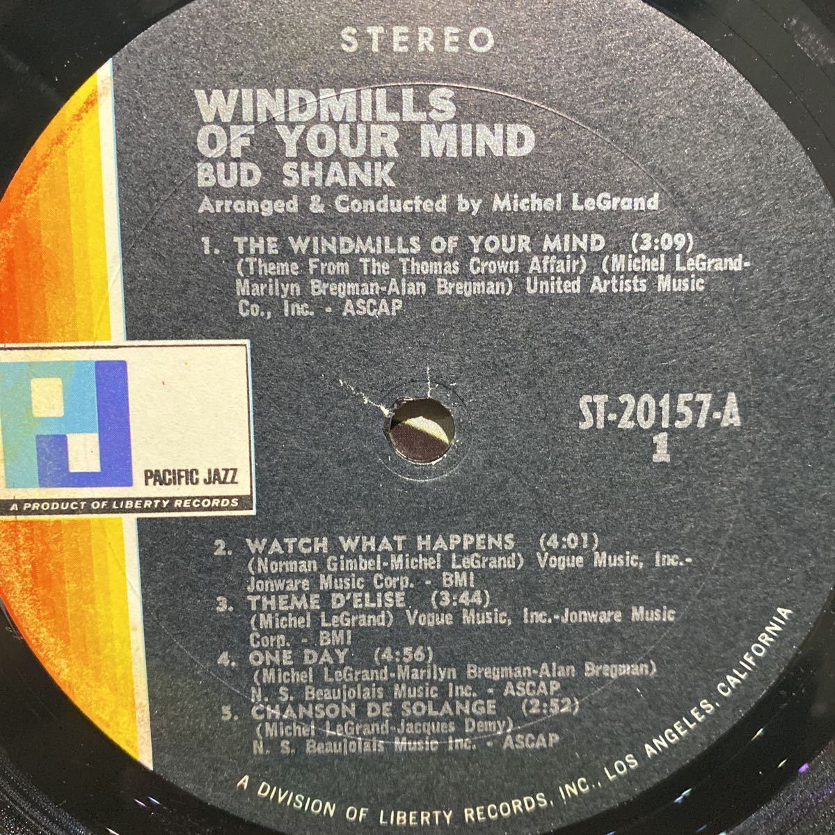 【USオリジナル盤】BUD SHANK/Windmills Of Your Mind Kazz/ジャズ/Michel LeGrand/Howard Roberts/Ray Brown/Conte Candoli/LP/レコード_画像5