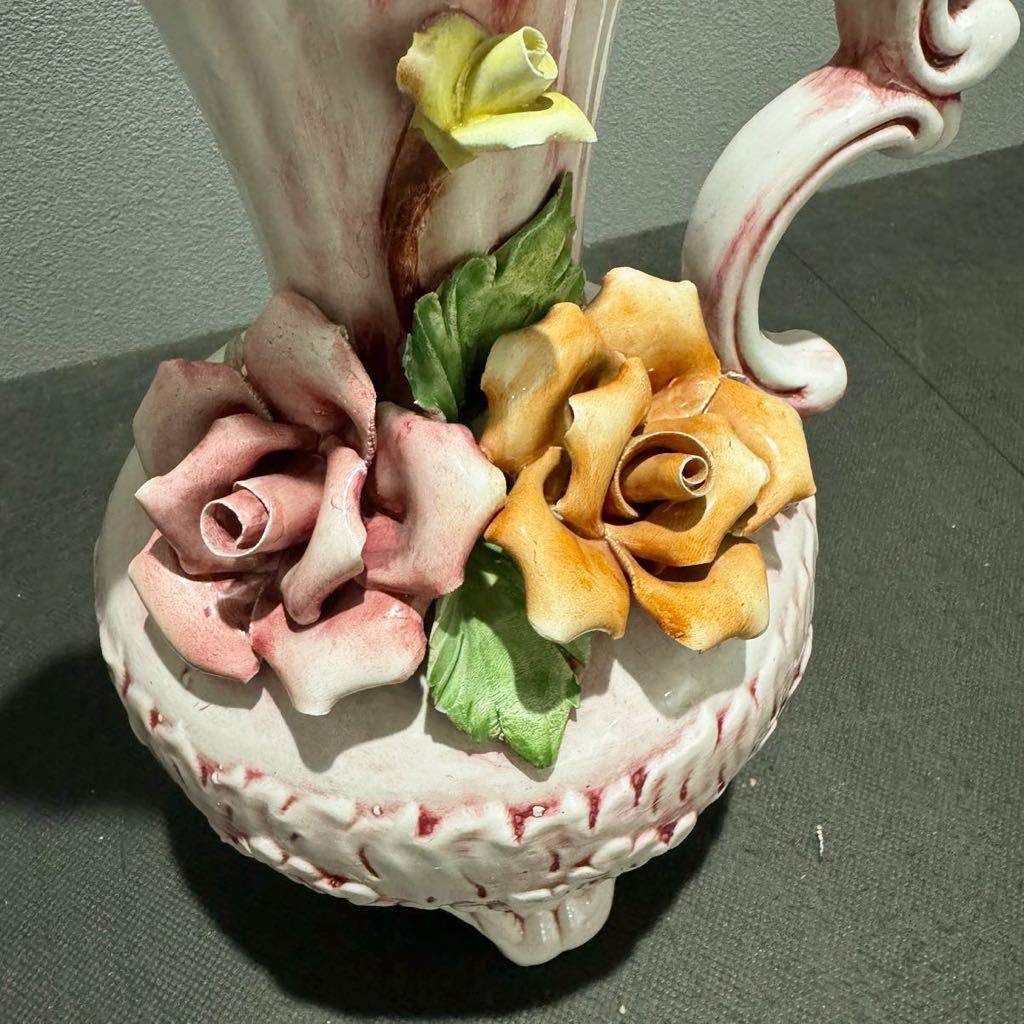 D(0131g4) 花瓶 花器 陶器 フラワーベース イタリア製 インテリア 花 陶花 高さ約37.5cm _画像2