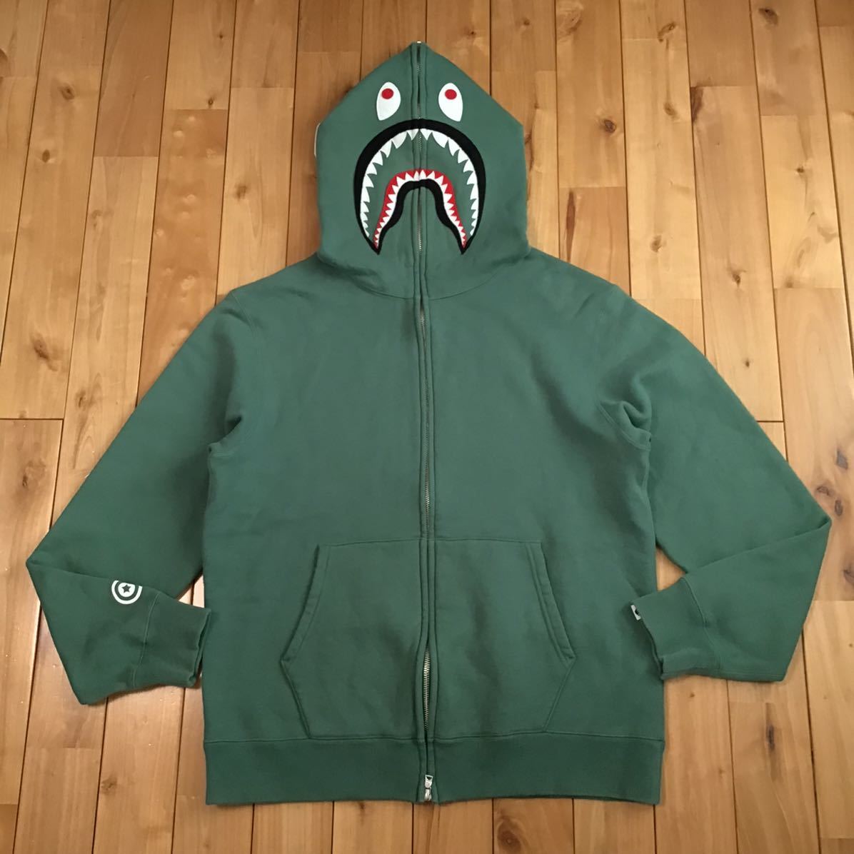 ★2XL★ シャーク パーカー グリーン shark full zip hoodie a bathing ape BAPE エイプ ベイプ アベイシングエイプ WGM XXL oi75