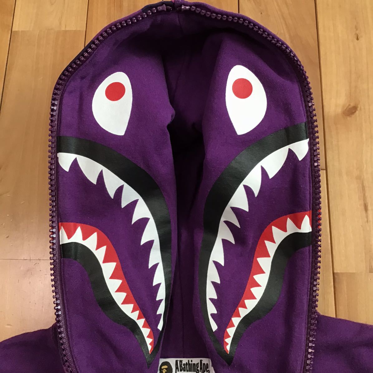 Giant shark full zip hoodie Lサイズ a bathing ape BAPE purple camo シャーク パーカー エイプ ベイプ アベイシングエイプ 迷彩 i8952_画像8