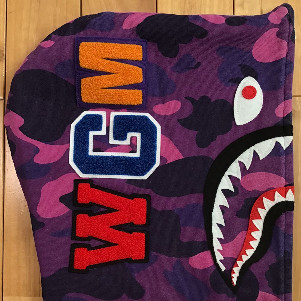 ★XL★ Purple camo × グレー シャーク パーカー shark full zip hoodie a bathing ape BAPE エイプ ベイプ アベイシングエイプ ni8_画像4