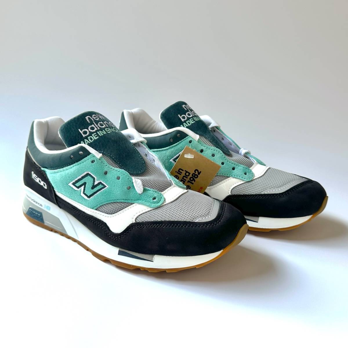 海外限定 UK製 NEW BALANCE M1500LIB ブラック×ターコイズ×ティール US9.5 27.5cm イギリス英国製 スエード スニーカー MADE IN ENGLAND_画像2