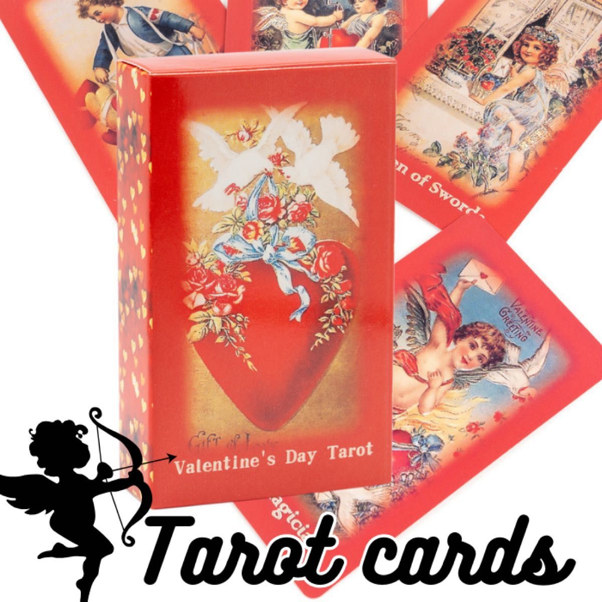 【希少】バレンタインデー　タロットカード　天使　カード　オマケつき　ハート　赤　レッド