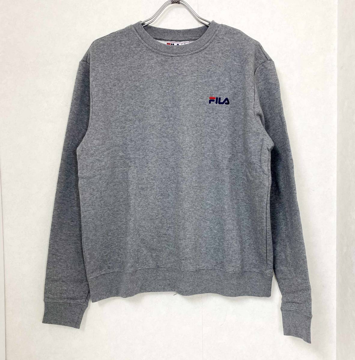 新品 XL ★ FILA フィラ レディース トレーナー グレー 裏起毛 スウェット ワンポイント ロゴ 刺繍 TOMOMIFLEECE 定番 大きいサイズ LL