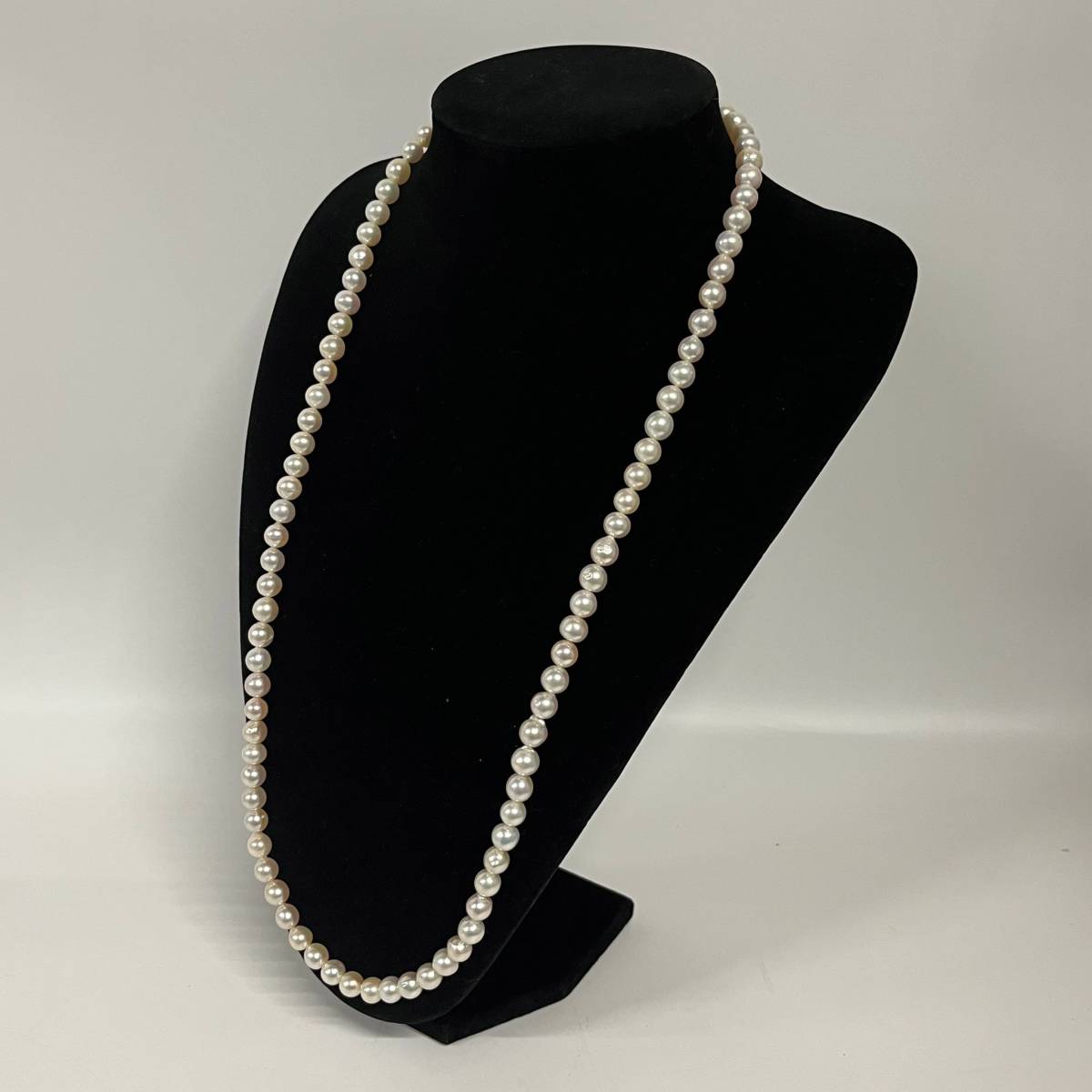 1円~【箱付】pearl house 本真珠 パール ネックレス レディースアクセサリー 留め具 SILVER 刻印入り 量目約84.8g 約8.4-8.6mm珠 G131525_画像3