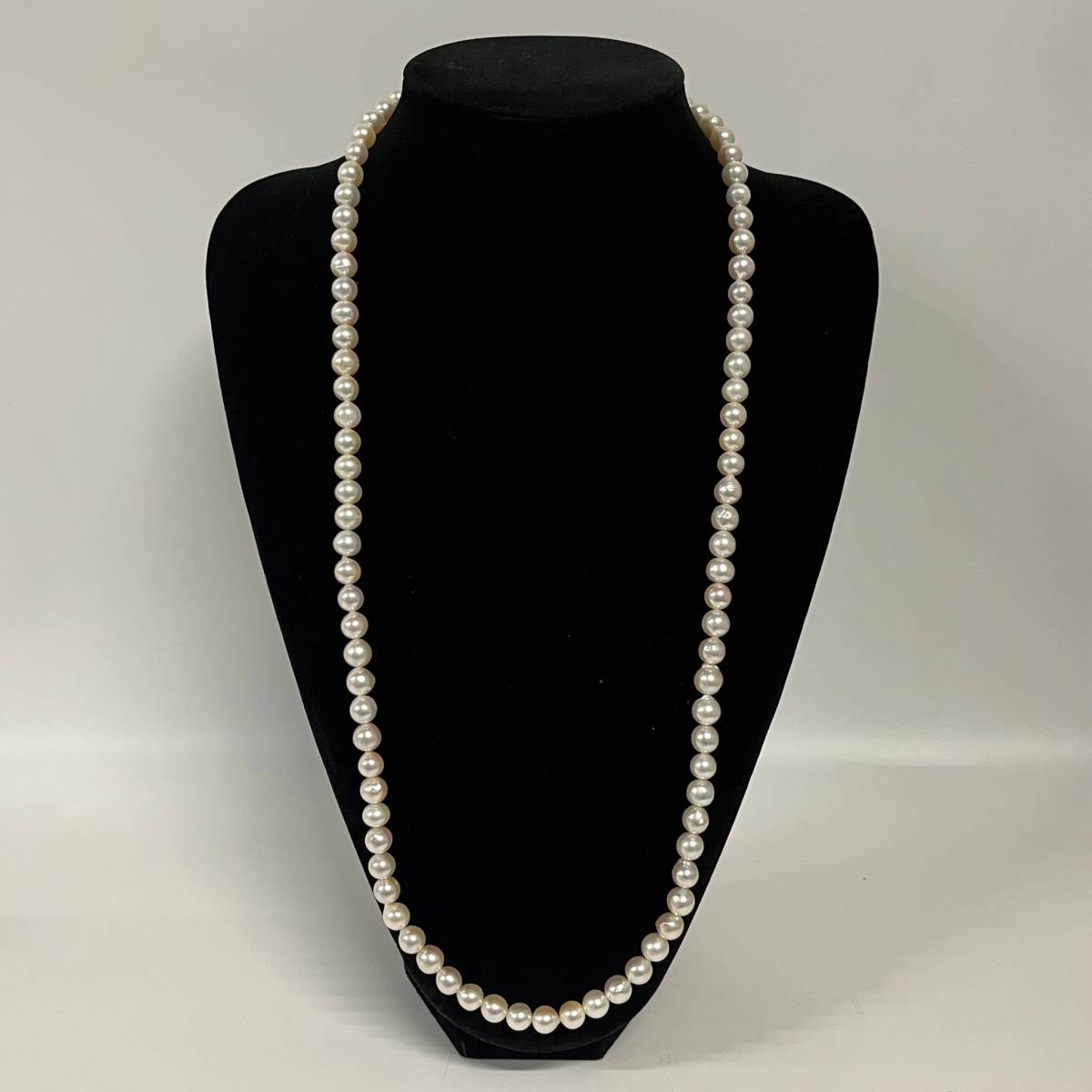 1円~【箱付】pearl house 本真珠 パール ネックレス レディースアクセサリー 留め具 SILVER 刻印入り 量目約84.8g 約8.4-8.6mm珠 G131525_画像2