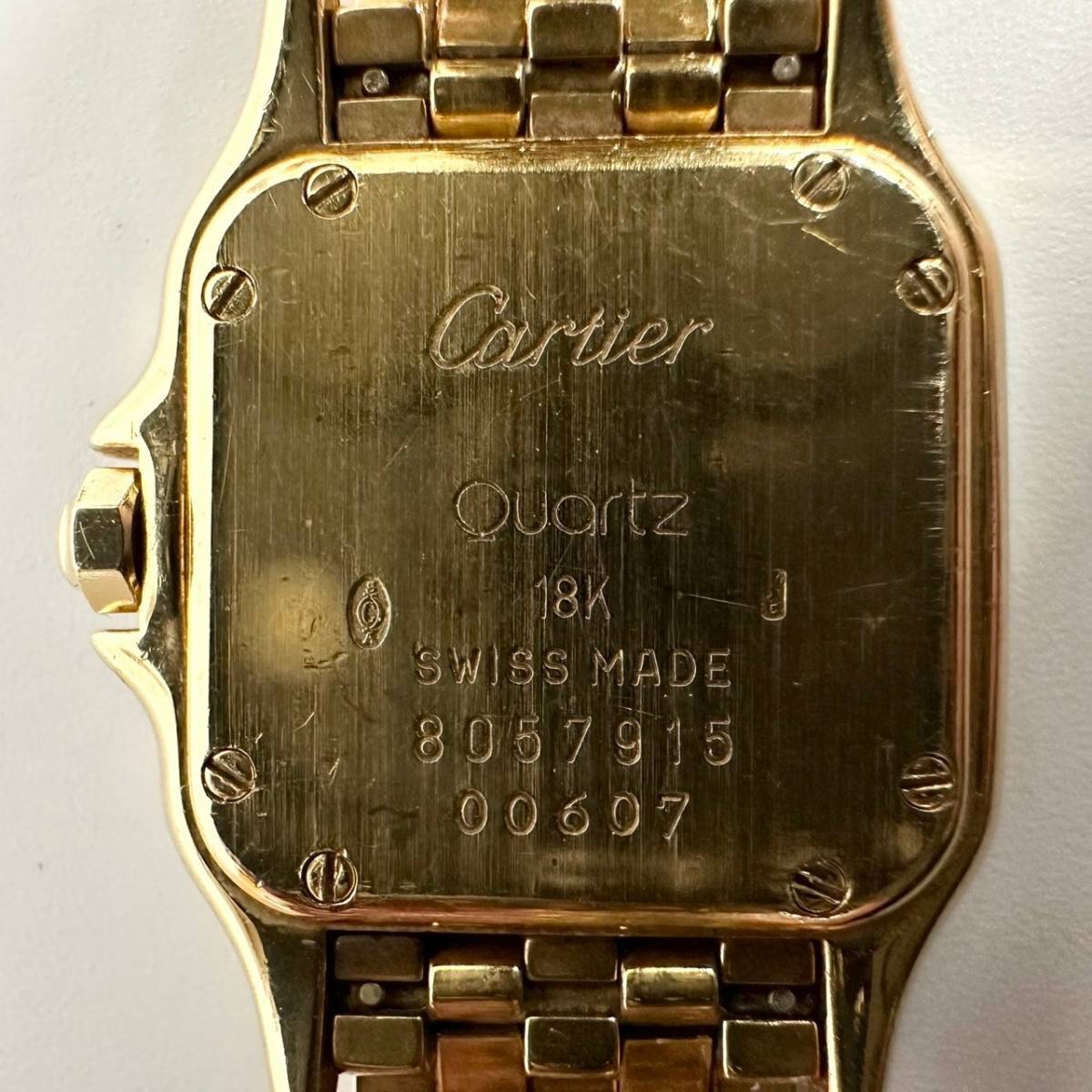 1円~【実動】Cartier カルティエ ミニパンテール ダイヤベゼル ケース ベルト K18 750 刻印入り 量目約69g QZ レディース腕時計 G112900_画像8