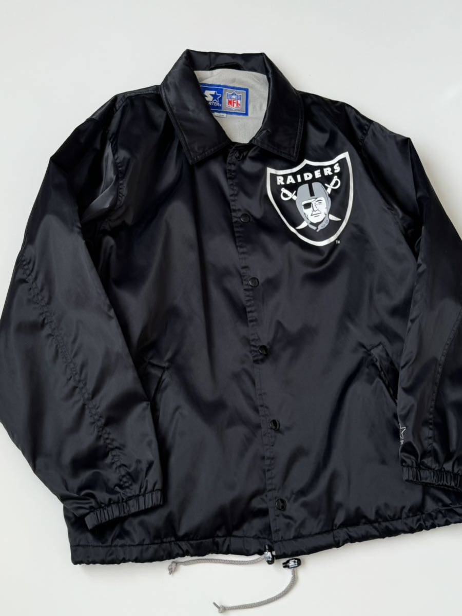 STARTER レイダース コーチジャケット NFL RAIDERS アワード スタジアム バーシティ ナイロン ジャケット スターター ブラック 黒 80s 90s_画像3