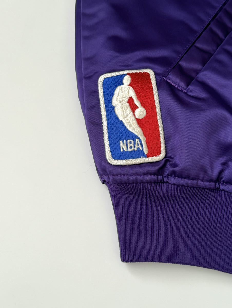 XL★90s USA製 STARTER LAKERS スタジャン NBA レイカーズ アワード スタジアム バーシティ ナイロン ジャケット 刺繍 ワッペンの画像8