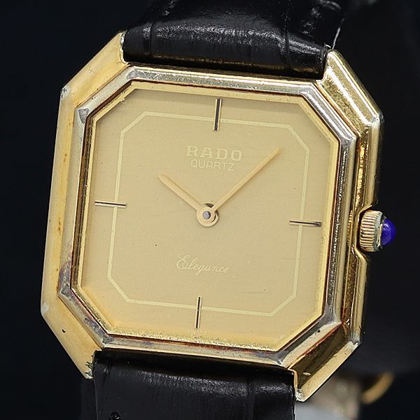 1円 QZ ラドー エレガンス 121.9003.2 ゴールド文字盤 メンズ腕時計 OKZ BJY 6226000_画像1