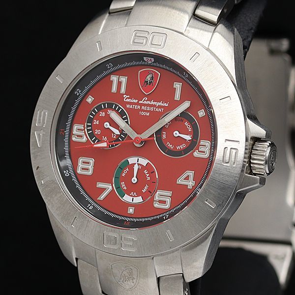 1円 稼動 良品 トニノランボルギーニ 7C-K2 QZ 赤文字 デイデイト BJY メンズ腕時計 KTR 6226000_画像1