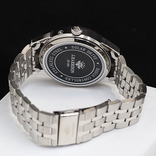 1円 ジョンハリソン JH-082 電波ソーラー 黒文字盤 MGY メンズ腕時計 KTR 9683000_画像4
