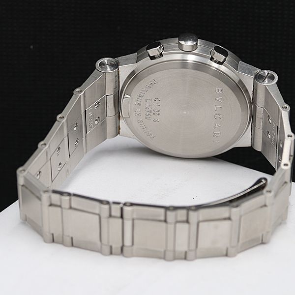 1円 稼働 良品 ブルガリ ディアゴノ スポーツ クロノグラフ 黒文字盤 QZ CH35S デイト クロノ 1SGT メンズ腕時計 OGH 9731700_画像4