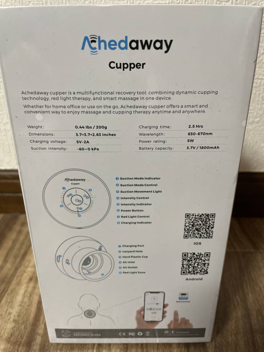 新品未開封 Achedaway Cupper Cupping Smarter Recover Faster カッピング治療_画像2