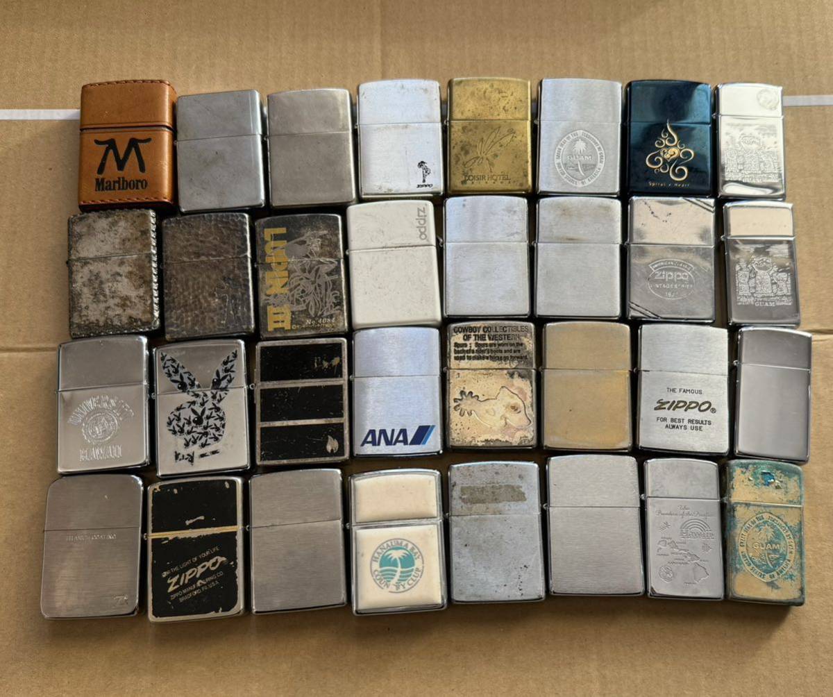 ZIPPO ジッポライター 32個まとめて 1935レプリカ 斜字体 レア ビンテージ チタンコーティングなど多種類 着火未確認 ジャンクで|代購幫