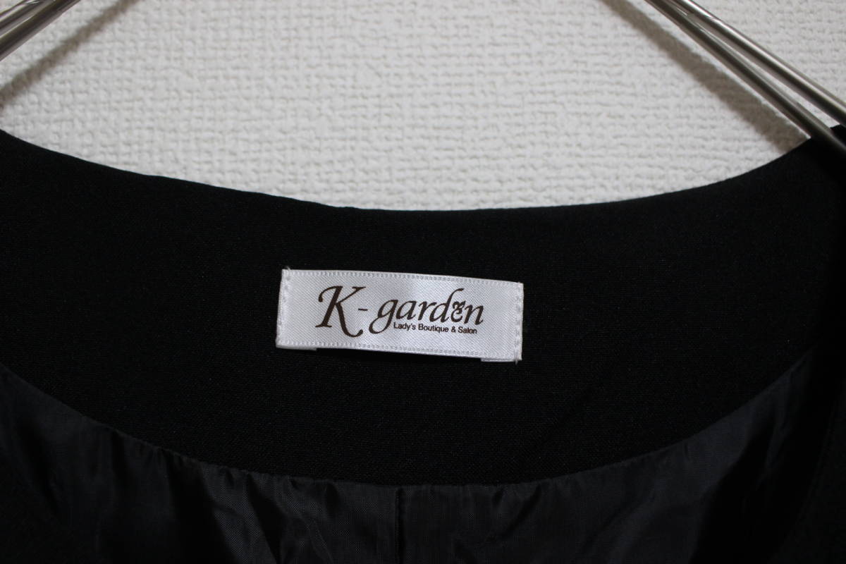 E399 K-garden ケイガーデン KIRIYAMA キリヤマ リボン ブローチ ワンピース ロングカーディガン ジャケット 黒 ブラック Sサイズ相当_画像3