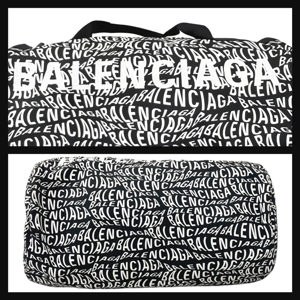 【中古】｜BALENCIAGA バレンシアガ ウィール ジムバッグ ロゴ ボストンバッグ トラベルバッグ 2WAY レディース メンズ ブラック ホワイト_画像5