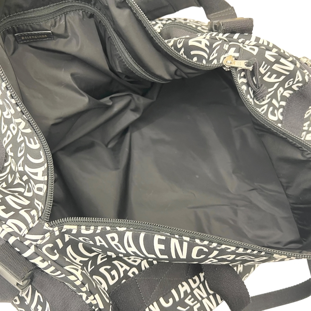 【中古】｜BALENCIAGA バレンシアガ ウィール ジムバッグ ロゴ ボストンバッグ トラベルバッグ 2WAY レディース メンズ ブラック ホワイト_画像7