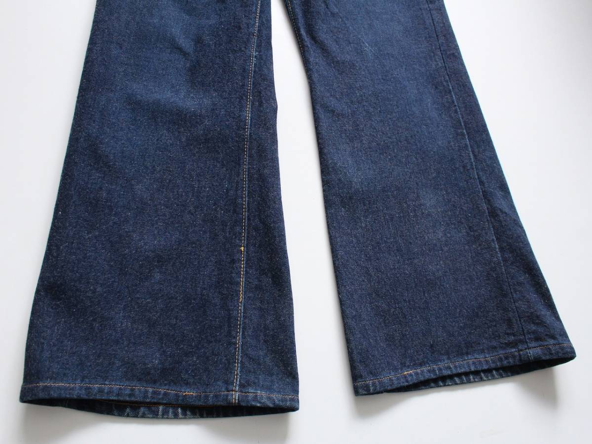 [ BIG JOHN Big John ]70s\' индиго Denim flare pants 33 TALON Zip fly бумага patch 5 карман Old б/у одежда Vintage 