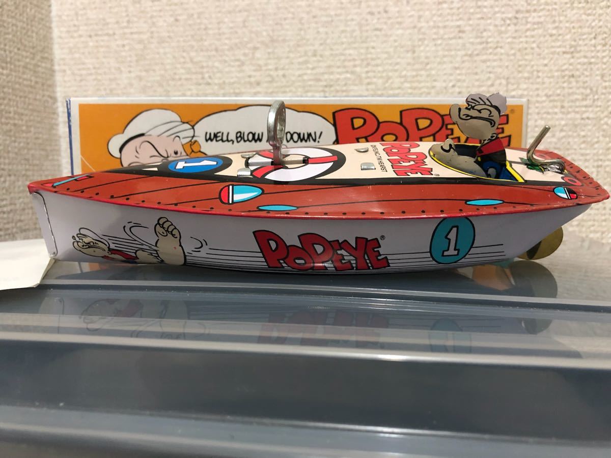 [ prompt decision * free shipping ] Popeye TIN SPEEDBOAT tin plate made boat unused goods 