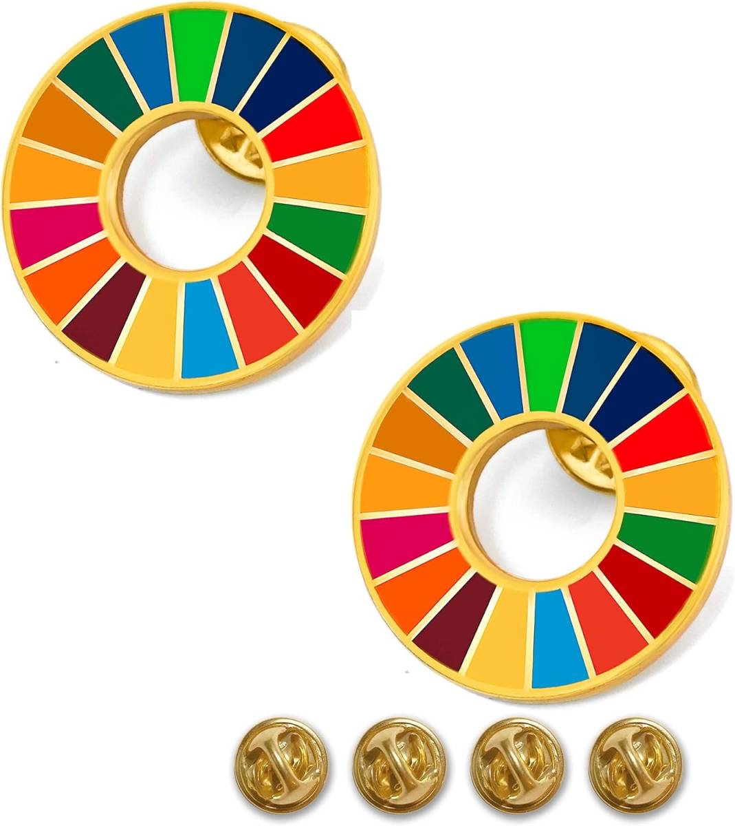 2個 【国連本部公式最新仕様/インボイス制度対応】SDGs バッジ 25mm金色七宝焼き【2個】SDGsバッチ ピンバッチ SDG_画像1