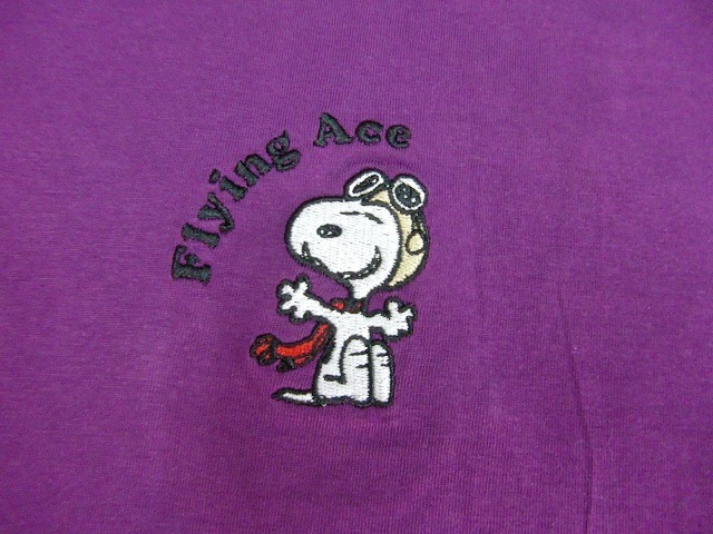 新品 大きいサイズ スヌーピー/SNOOPY半袖Ｔシャツ紫4L メンズ レディース アメカジ FLYING ACE BIG ロゴＴ ロゴ刺繍 激カワ メール便可 夏_画像3