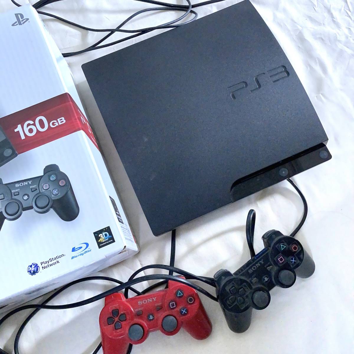 SONY PlayStation3 プレイステーション3 PS3 CECH-3000A 160GB ブラック 本体 通電確認済 初期化済 コントローラー ジャンク_画像2