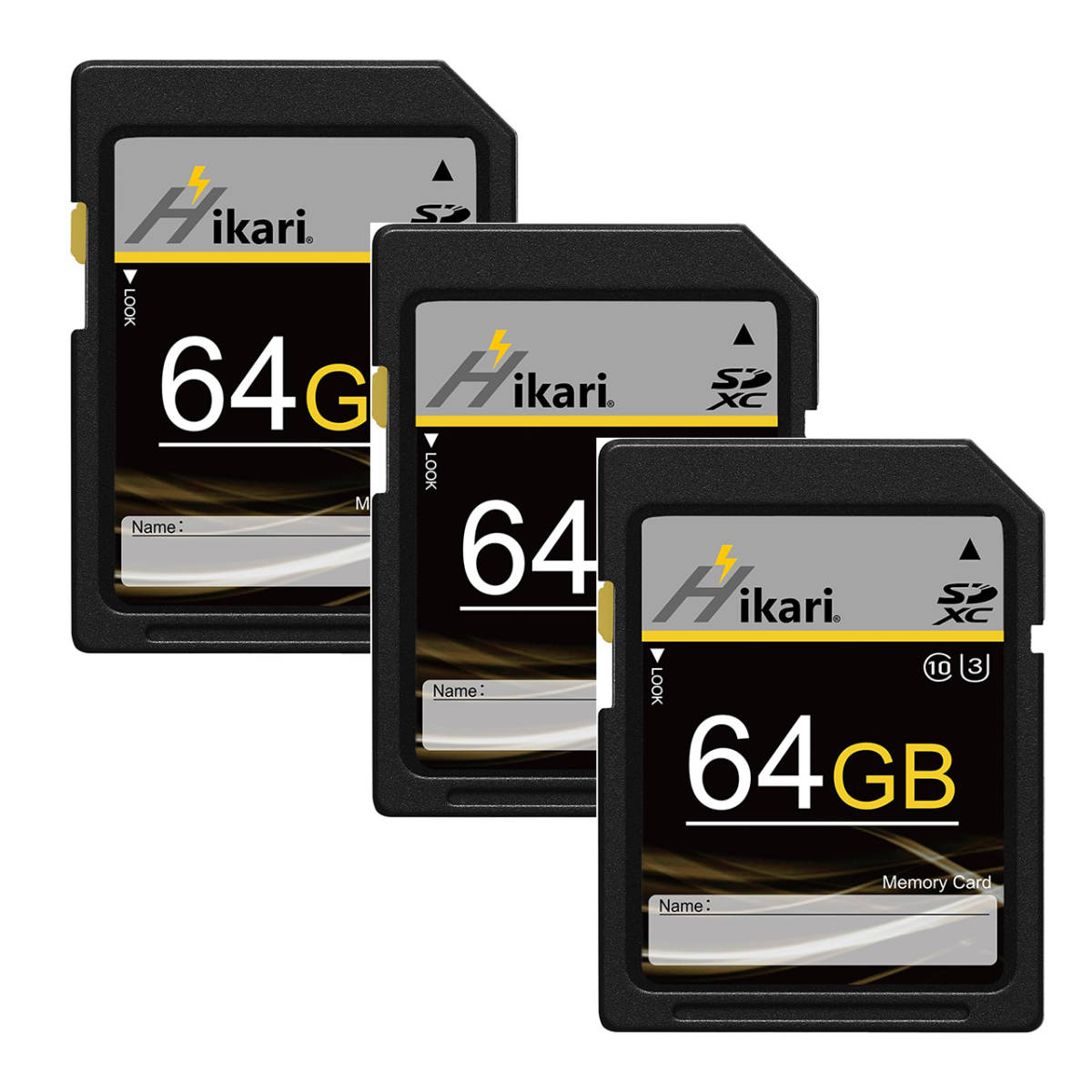 Hikari　SDカード　64GB　SDXC メモリーカード　3枚セット （ Class10　U3　ビデオカメラ 　デジタルカメラ　SDカード　4k　HHS-III）_画像1