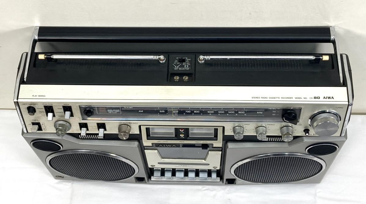 1円〜 AIWA アイワ ラジオカセットレコーダー CS-80 2BAND ラジカセ 