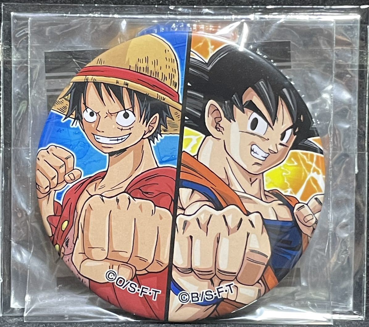 【未使用品/希少】ワンピース 缶バッジ ドラゴンボールコラボ ストロング9 ドでか缶バッジ ドデカ缶バッジ 缶バッチ ルフィ 孫悟空 ラスト1_画像1