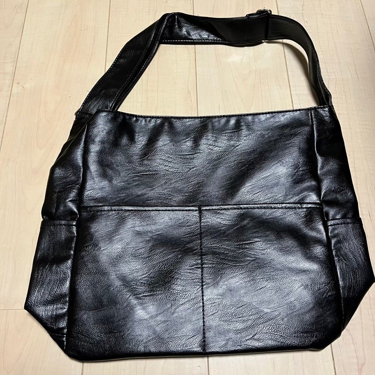 * new goods unused * PU leather messenger bag largish lady's commuting going to school university office black [371]U118