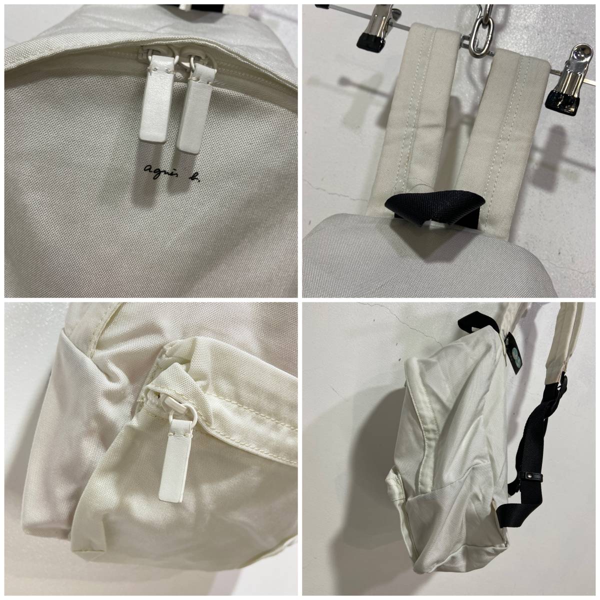  free shipping * tag attaching unused goods **agnes b* Agnes .-* nylon backpack * Mini rucksack * white *A23M