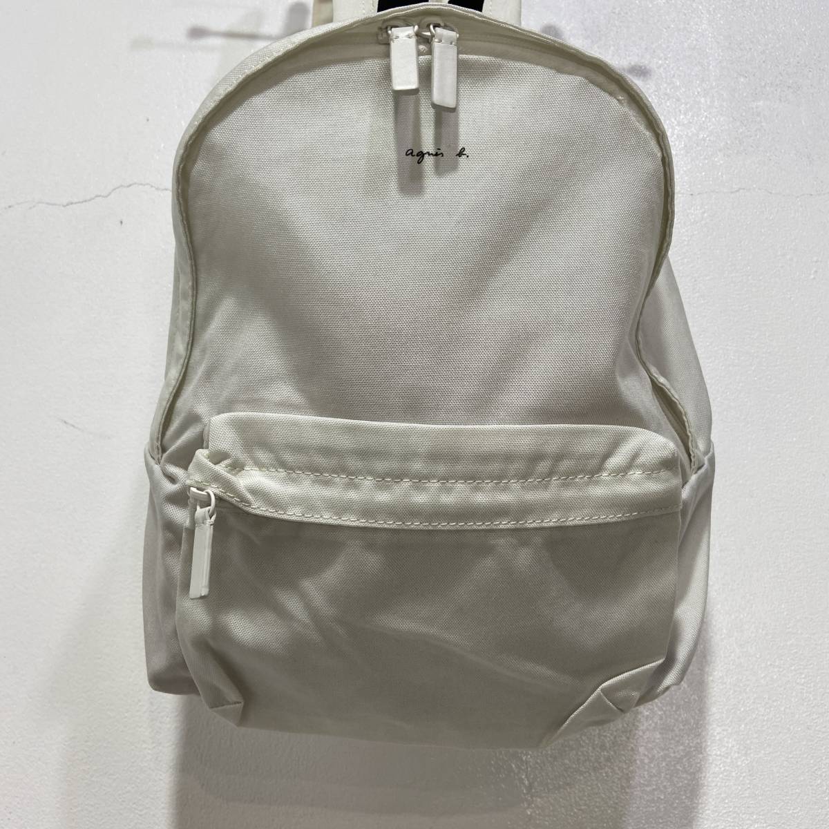  free shipping * tag attaching unused goods **agnes b* Agnes .-* nylon backpack * Mini rucksack * white *A23M