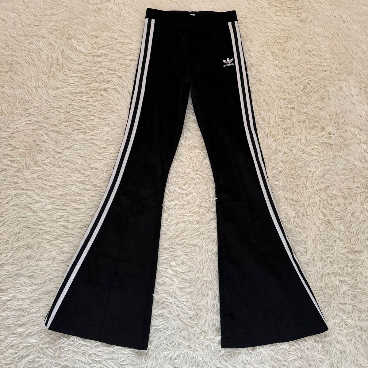 美品】adidas アディダス M フレアパンツ ベロアジャージ 美品】adidas アディダス M フレアパンツ ベロアジャージ