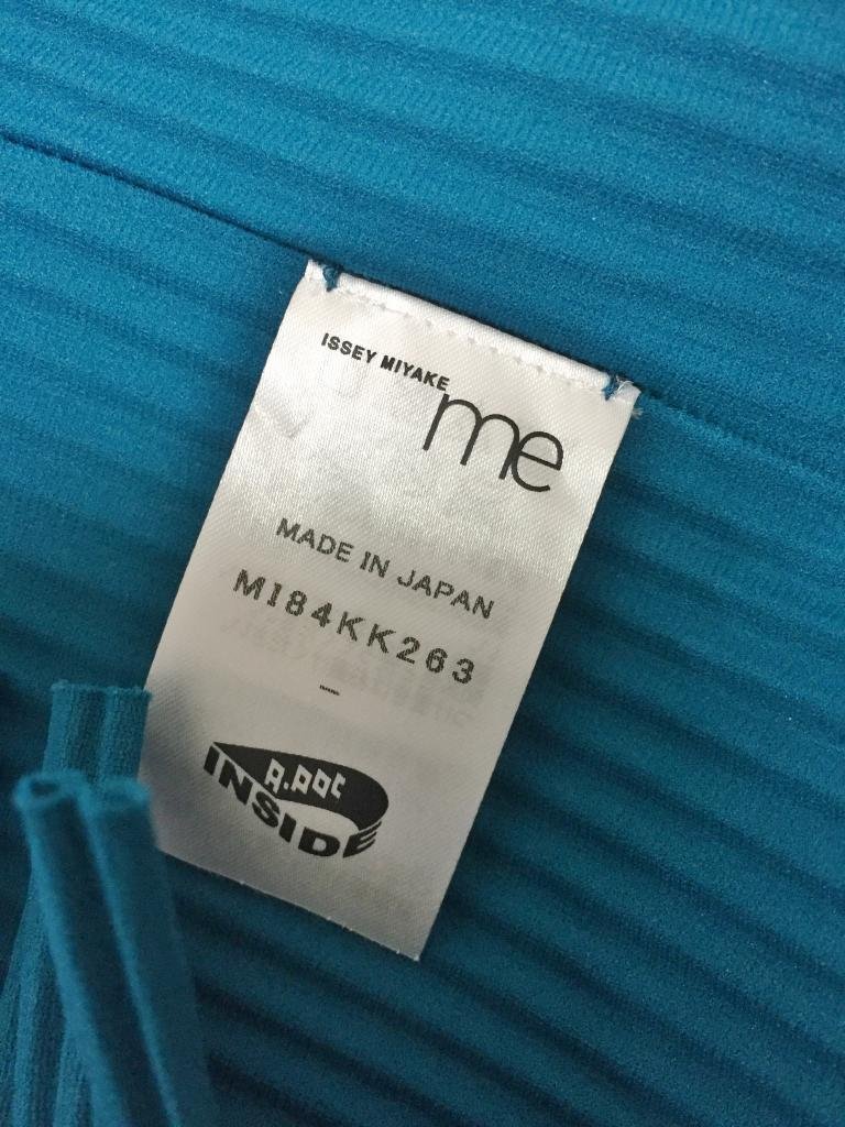 【送料込】 me ISSEY MIYAKE ミー/イッセイミヤケ ブラウス ブルーグリーン 無地 ノースリーブ フリンジ size表記なし F(フリー)/955935の画像5