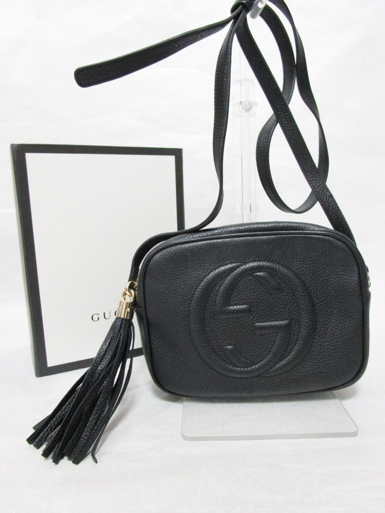 【送料込】 GUCCI グッチ バッグ ブラック 黒 レザー ソーホーディスコバッグ タッセル インターロッキングGエンボス ハイブランド/956299