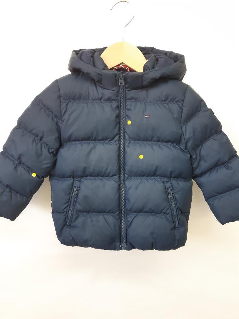 【送料込】[キッズ/子供服] TOMMY HILFIGER トミーヒルフィガー ダウンジャケット 90cm 紺ネイビー フード取り外し可 男の子用 /n471355_画像1